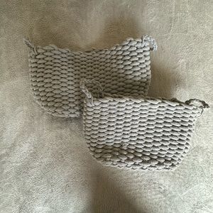 Thick knit storage baskets in grey